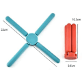 Miniatyrbillede 2 af 5: Foldbare Silikon Trivetter - Krydsformet Varmeisolerende Bordskåner Sammenklappelig Panderamme Tørrestativ/Kølebrikker til Kop, Gryde, Tallerkener (2 stk., Blå+Rød