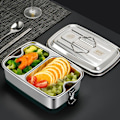 Miniatyrbillede 4 af 5: Rustfrit Stål Bento Beholder Med Lås Klips Design, Metalbeholdere, 1200ml 2-lags 2