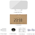 Miniatyrbild 7 av 8: Digital väckarklocka, LED RGB färgglada klockor, med spegelyta stor skärm, 2 USB-laddningsportar, automatisk dämpning, modern skrivbords klocka för sovrum hem Whitergb