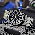 Miniatyrbillede 2 af 5: Air Force Field Watch Nylon Rem 24h Display Quartz Urværk 41mm Relogio Masculino
