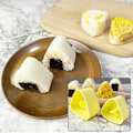 Miniatyrbillede 4 af 5: Sushi Form Triangulær Sushi-lavesæt Med Ris Ske Onigiri Form DIY Sushi Onigiri Maker Risbold Bento Presseform (2 sæt (4 stk.), Gul+rosa)