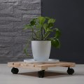 Miniatyrbild 3 av 3: Blomkruka Stativ På Hjul 25 X 25 Cm | Inomhus Växtkruka Rulle | Massivt Trä Rullande Stativ