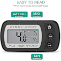 Miniatyrbillede 3 af 5: Digital Køleskabs Termometer, Vandafvisende Fryser Termometer Med Krog, Let At Læse LCD Skærm, Max/min Optagefunktion, Perfekt Til Hjemmet, Restauranter A