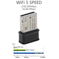 Miniatyrbilde 3 av 5: Wifi-adapter 2.4 GHz/5 GHz USB-AC53 for Nano USB trådløst nettverkskort for PC-bærbar PC