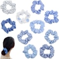 Miniatyrbild 1 av 7: 10 st hårscrunchies elastiska bobbles slipsar hästsvanshållare spårlösa rep mjuka band blå set eleganta accessoarer för flickor kvinnor tjockt eller tunt Blue
