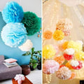 Miniatyrbild 6 av 7: 16 st blandade silkespapperspompoms, pom poms blommor handgjorda bröllopsfestdekorationer bollar, röd nyans Red Shade