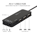 Pikkukuva 5 / 5: 3 Portin USB 2.0 -keskitin, Ulkoinen 7.1-kanavainen Ääni- ja Mikrofonisovitin PC:lle