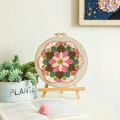 Miniatyrbild 2 av 5: DIY-mattavävningskit, DIY-broderistartkit med landskapsblommönster Latch Hook Kit Stickningsull Broderikit för barn Nybörjare Vuxen