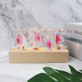 Miniatyrbillede 4 af 5: Træbase med lys, træbase til DIY 3D Capital Alphabet Epoxy-form til fødselsdagsfest Hjemmedekoration (lysbase)