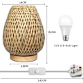 Miniatyrbillede 2 af 6: Sengelampe med dobbeltlags bambusskærm og træbase - Håndlavet dekorativ natlampe til bryllup, fest og soveværelse