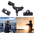 Miniatyrbilde 4 av 5: Justerbar Fiskebåt Stang Holder Fiske Stang Stang Stativ Med Stor Klemme Folding Holder (1 stk, Svart)