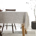 Miniatyrbillede 7 af 7: Rektangulær Dug i Bomuld og Linned, Rynkefri, Vaskbar og Genanvendelig, Til Køkken, Spisestue og Borddekoration, Khaki Khaki 140 x 220 cm
