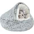 Miniatyrbild 1 av 5: Lugnande Kattsäng Fluffig Plysch Kattbädd, Husdjursbädd För Inomhuskatter Liten Hund, Mjuk Varm Donut Kattsömnpåse (m-50cm, Grå)
