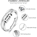 Miniatyrbillede 2 af 7: Til Min Datter Fidget Ring Sterling Sølv Angst Ring Justerbar Fidget Ring Stress Spinner Ringe med Perler Kubisk Zirkon Angst Ring til Datter Fidget Ring 5h1g Silver
