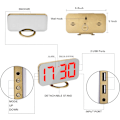 Miniatyrbild 4 av 8: Digital väckarklocka, 6,5 tum LED och spegel elektronisk klocka, med dubbla USB-portar, batteribackup, automatisk dimmer, modern skrivbords klocka för sovrum Goldred