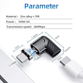 Miniatyrbild 5 av 5: 2-pack Magnetisk USB-C-adapter, Vinkelrät Typ C-kontakt, Stöder USB PD 100W Snabbladdning & 480 MB/s Dataöverföring, Kompatibel med USB-C Mobila P