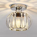 Miniatyrbilde 1 av 6: Mini Krystall Taklampe Moderne Krom Halvmontert Taklampe for Soverom Spisestue Stue Gang Chrome (Crystal Lampshade)