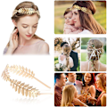 Miniatyrbilde 5 av 7: Bladkrone, XCOZU Gudinne Tiara Gullblad Båndkrone av Blader, Jenter Gresk Gullblad Hodebånd Brude Hodebånd Gull Laurbærblad Hodeplagg Boho H