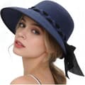 Sammenfoldelig stråsolhat til kvinder, bred skygge UPF 50+ strandhat, rullebar sommerrejsehat Navy Blue