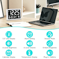 Miniatyrbild 3 av 6: Väckarklocka, Digital Klocka, Elektrisk Digital Klocka med 5,5\" LED-Display, Ljusstyrka, Justerbar Volym, Datum och Temperatur, Bordsklocka för Sängar white