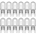 12-pack G9 halogenlampor varmvit klar kapsel dimbar 33W 230V