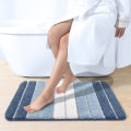 Miniatyrbillede 2 af 5: Bademåtte 40 X 60 Cm Antislip Badeværelsesmåtte Superabsorberende Vand, Maskinvaskbar, Mikrofiber Absorberende Badeværelsesgulvmåtte, Blå