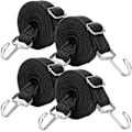 Miniatyrbillede 1 af 8: Justerbare Bungee-snore med kroge, 4-pak 2M Elastiske Bungee-stropper Lang Elasticitet Reb Heavy Duty Bungee-stropper med krog til Motorcykel, Black 200Centimeter