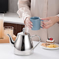 Miniatyrbillede 7 af 8: Rustfrit Stål Tekande Kaffeservere 42oz(1.2 liter) 4-5 Kopper, Nem Hældning Sølv Tekande Without Filter 1.2 litres