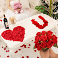 Miniatyrbilde 6 av 7: 2000 stk. Røde og rosa roseblader, kunstige roseblomster uten smak, emulerte roseblader for romantiske scener, bryllupsdag, bursdag, konf Red+pink