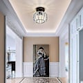 Miniatyrbillede 2 af 5: Moderne Krystal Loftlampe E27 Led Loftlampe Mini Krystal Lysekrone Til Køkken Spisestue Soveværelse Gang Indgang (sort)HY