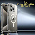Miniatyrbild 2 av 7: Klart skal för iPhone 15 Pro Max-fodral Magnetiskt med kompatibelt Magsafe trådlös laddning Hård akryl Ultra Slim Fallskydd Baksida Clear For iPhone 15 Pro Max