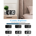 Miniatyrbild 5 av 8: Digital väckarklocka, LED RGB färgglada klockor, med spegelyta stor skärm, 2 USB-laddningsportar, automatisk dämpning, modern skrivbords klocka för sovrum hem Whitergb