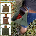 Miniatyrbild 2 av 4: Canvas Forage Pouch, Fällbar Canvas Bushcraft Väska Med Dragsko Läderöverdrag, Midjehängande Verktygsväska För Fruktplockning Svart