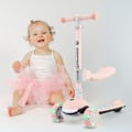 Miniatyrbild 3 av 11: HyperMotion LUMI 3-i-1 sparkcykel för barn med LED-belysning, justerbart säte Pink