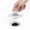 Silikonpropp för badkar med hårfångare, vit, 10 cm, för diskho och dusch