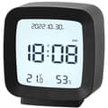 Väckarklocka med datum, temperatur och luftfuktighet, LCD-display, snooze-funktion, svart Black