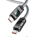 Miniatyrbilde 1 av 5: 2m Type C til Type C-kabel 100W Display Mekanisk datakabel Hurtiglading USB C til USB C-kabel kompatibel med A