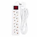 4-vejs stikdåse med afbryder, 3m ledning, 10A/250V, 2500W, Jorden