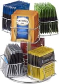 Silver Teepåse Organizer Karusell, 6-facks Roterande Stativ för Kaffe & Te