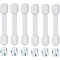 6-pack barnsäkerhetslås, PVC, 3M-lim, justerbar rem, för skåp och lådor