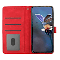 Miniatyrbillede 3 af 5: PU Læder Wallet Telefon Cover med Blomsterprint og Flip Stand til Samsung Galaxy A05s 4G [HK] Red
