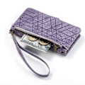 Miniatyrbillede 4 af 5: Til TCL 50 Pro Nxtpaper 5G Etui Lynlås Pung Geometri Linjer Læder Telefon Cover[HK] Light Purple