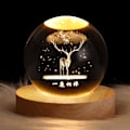 Miniatyrbillede 4 af 5: LED Krystal Bordlampe USB 3D Måne Galaxy Globe Natlampe Børn Julepynt Gave[hk] deer