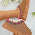 Miniatyrbillede 5 af 5: Dames Vinterstøvler med Pelsfoer - Varme Ankelstøvler - Slip On Loafer [HK] Brown 38