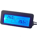 Miniatyrbild 1 av 5: Mini bil digital termometer LCD-display inomhus utomhus temperaturmätare mätare med kabelgivare för 12v bilar fordon(svart)(1st)[HkkK]