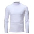 Miniatyrbillede 1 af 2: Vinter Varm Halvhøj Krave Mode Termisk Undertøj Mænd Mock Neck Basic T-shirt Bluse Pullover Langærmet Top s202412121441[HK] XL White