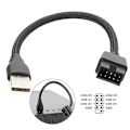 Miniatyrbillede 2 af 5: Mainboard Internt Dataforlængerkabel Forbinder USB A-enheder til 9-Pin USB Han[HK]