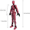 Pikkukuva 5 / 5: T13 toimintahahmo, Titan 13 toimintahahmo 4 aseen ja 3 käden tyypillä, T13 3D-tulostettu moninivelinen toimintahahmo[HK] Pink-Black