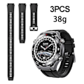 Pikkukuva 3 / 5: Silikoniranneke Huawei Watch Ultimate -kelloon, 3 kpl pidempi malli [HK] Black