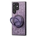 Pikkukuva 4 / 5: Samsung Galaxy S24 Ultra -puhelimen suojakuori pyörivällä jalustalla, stressiä lievittävä retro-nahkainen takakuori [HK] Purple Multicolor